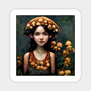 Brown Mushroom Faerie by Kim Turner Art Magnet