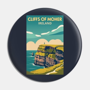 A Vintage Travel Art of the Cliffs of Moher - Ireland Pin