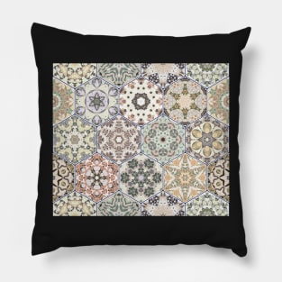 Hexagonal Oriental and ethnic motifs in patterns. Pillow