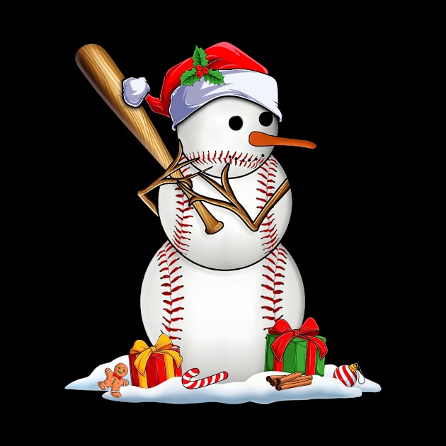 Baseball Santa Hat Snowman Christmas Lights Funny Xmas Squad by KhanhVan