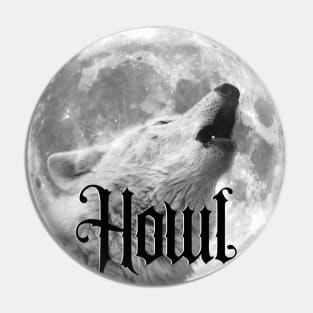 Howl, Moon With Wolf Howling Pin