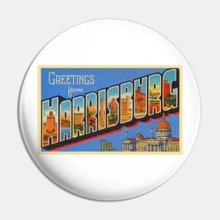 Greetings from Harrisburg Pennsylvania - Vintage Large Letter Postcard Pin