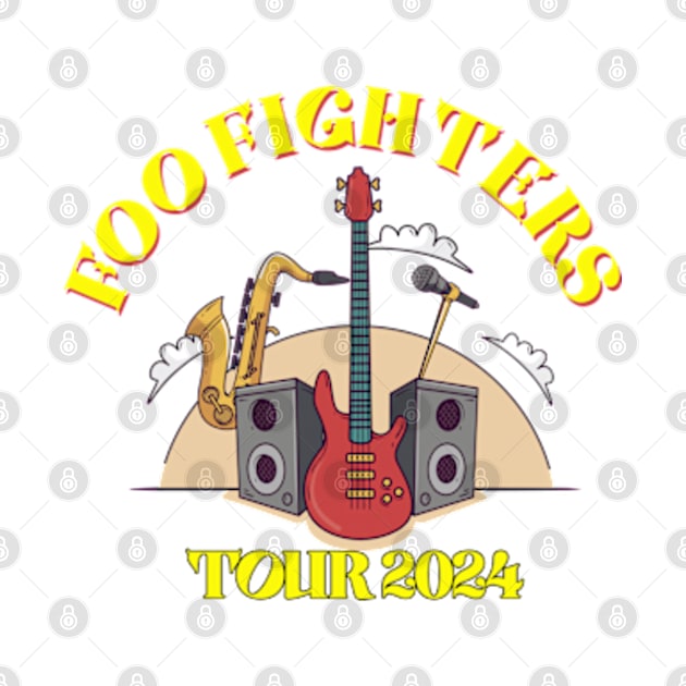 Foo Fighters Tour 2024 T shirt yellow by Menang17