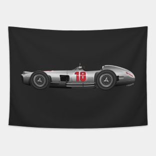 Juan Manuel Fangio Mercedes Benz W196 - Illustration Tapestry