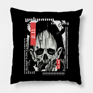 Black and white horned demon Pillow