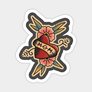 Mom Heart Traditional Tattoo Design Magnet