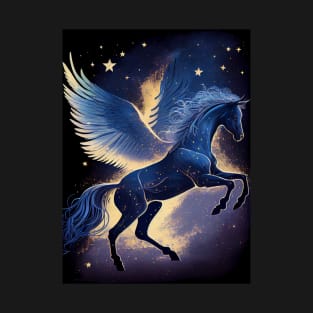 Winged Horse on Starry Night T-Shirt