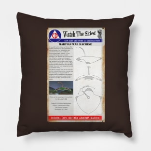 Rusty Vintage Civil Defense Sign - Martian Invasion Pillow