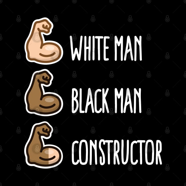 White man black man constructor biceps funny builder workout (light design) by LaundryFactory