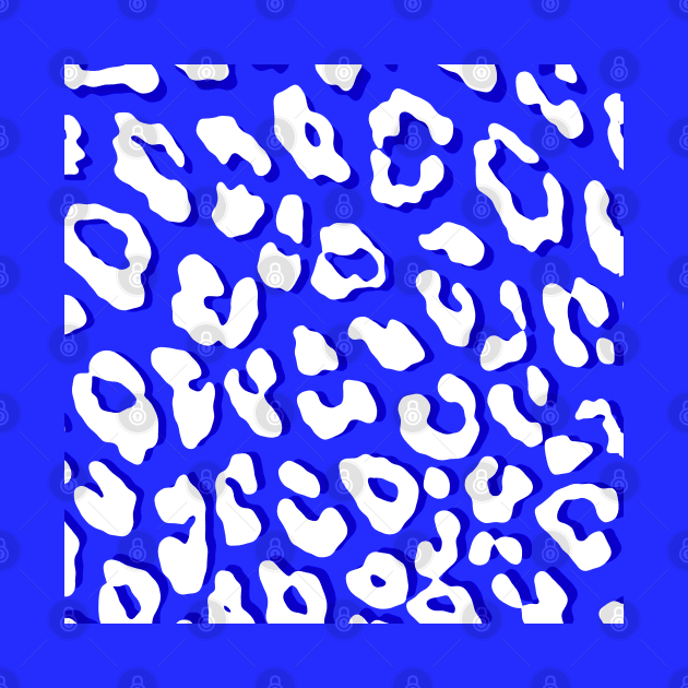 White Leopard Print Dark Blue by BlakCircleGirl