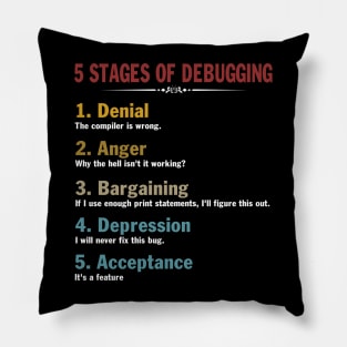 5 Stages of Debugging Full Stack Coder Software Developer Pillow