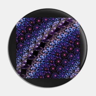 Blue and Purple Stained Glass Fractal Pin