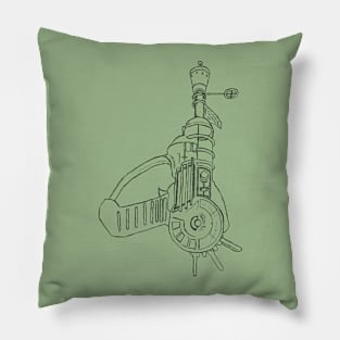 Zombie Ray Gun Blueprint on Leaf Green Pillow