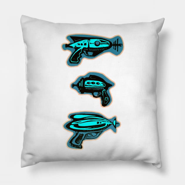 THREE RAY GUNS! Pillow by callingtomorrow