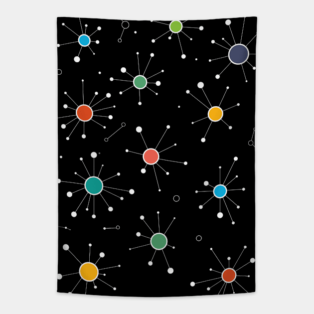 Simple Colourful Minimalist Geometric Mini Constellations Pattern Tapestry by Liam Warr