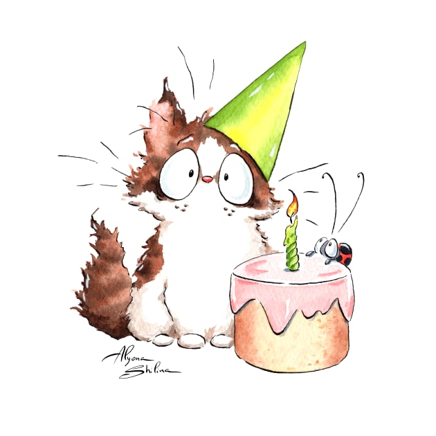 Birthday Cat by Alyona Shilina