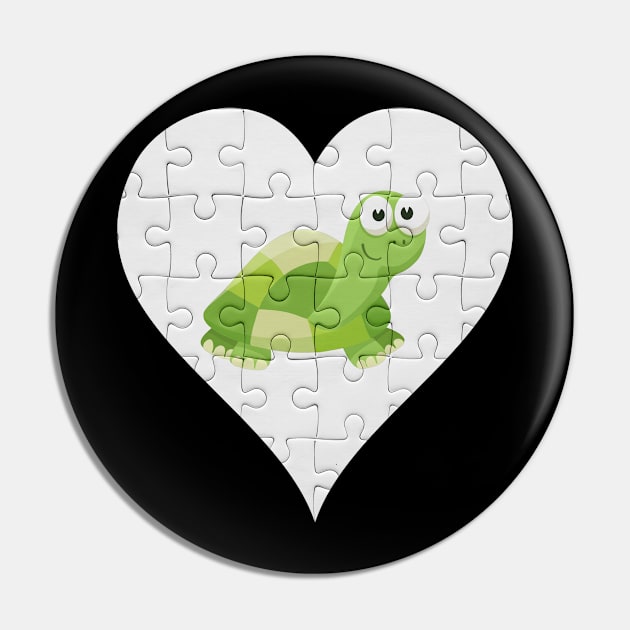 Jigsaw  Turtle Heart Design - Fish Turtle Pin by giftideas