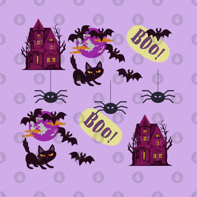 Cute Halloween Themed Pattern Design by AdrianaHolmesArt