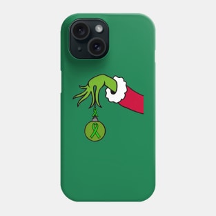 The Mean Green One holding a Awareness Ribbon Christmas ball (Green) Phone Case