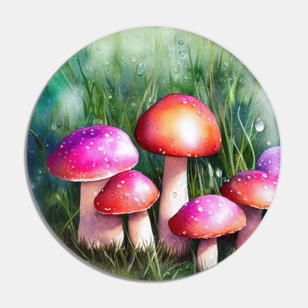 Pink and Orange Mushrooms Pin by Alpenglow Workshop