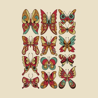 Retro Inspired Butterfly Pattern T-Shirt