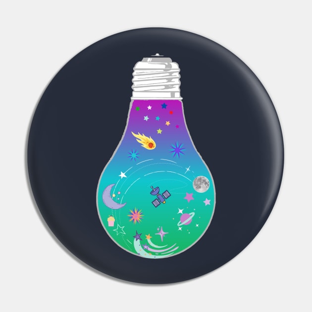 Meteor cupcake moon light bulb - Kawaii Pin by LukjanovArt