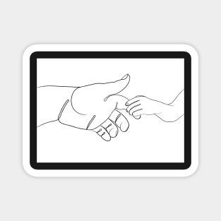 Infant Holding Finger Line Drawing Magnet