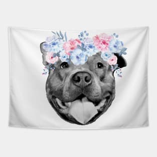 Pitbull Flowers Tapestry