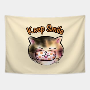 Keep smile 3color cat Tapestry