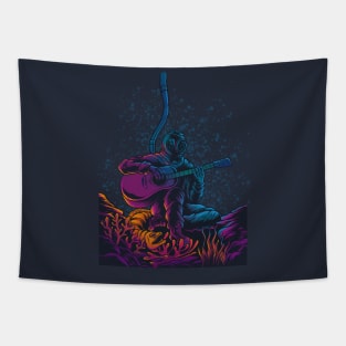 Diver Playing Guitar In underwater Tapestry