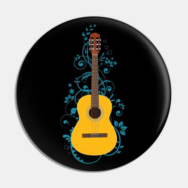 Classical Acoustic Guitar Flowering Vines Pin by nightsworthy