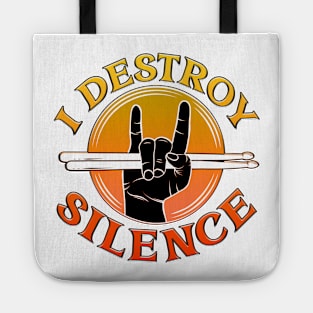 I Destroy Silence Drummer Orange Tote