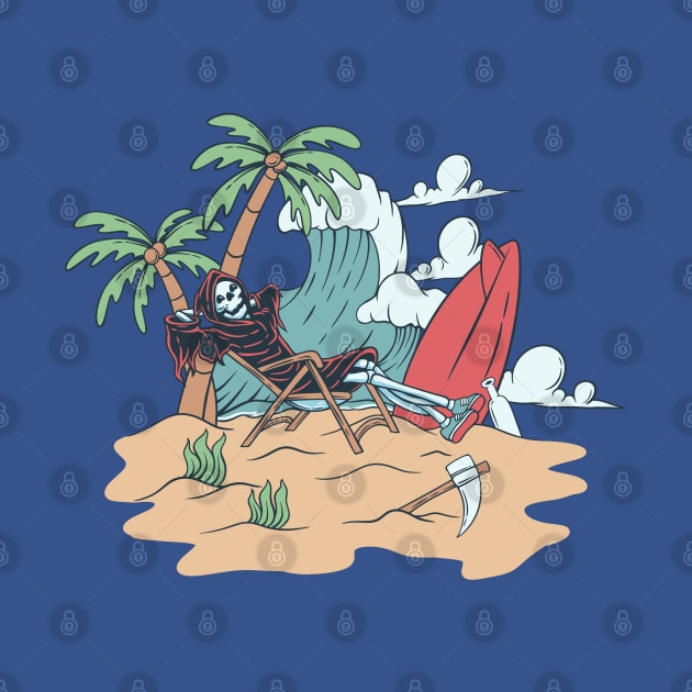 Grim Reaper Relaxing Under a Coconut Tree by schopixai