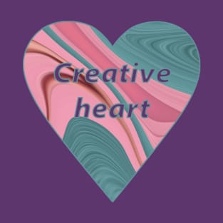 creative heart patterned with pink turquoise agate slice T-Shirt