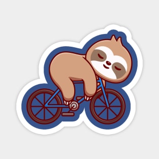 Cute Sloth Sleeping On Bike Cartoon Magnet