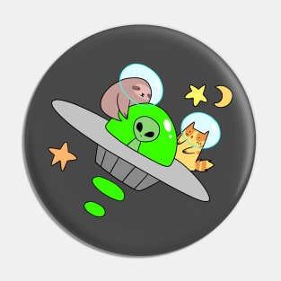 UFO Sloth and Tabby Cat Pin