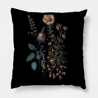 Dark, moody Botanical Illustration Pillow