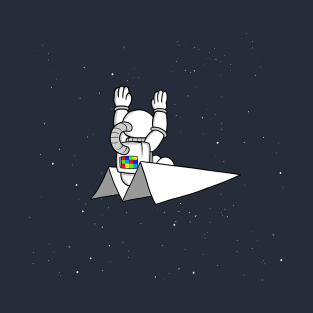 Spaceman Flying on a Paper Airplane T-Shirt