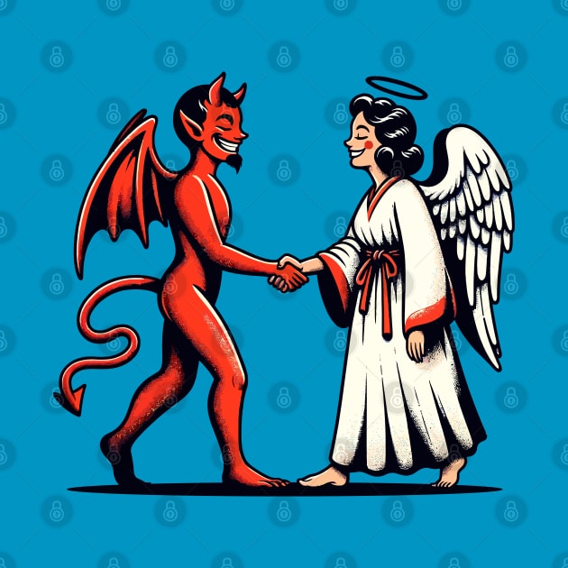 Devil and angel shaking hands by Art_Boys