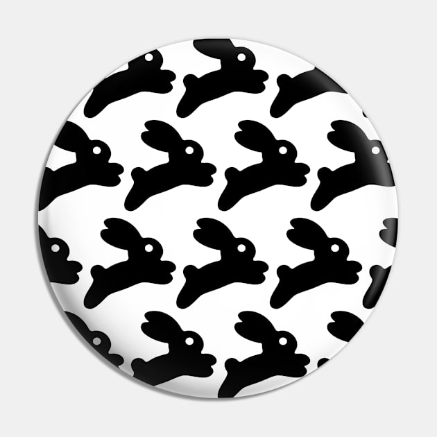 Bunny Black Pattern Pin by XOOXOO