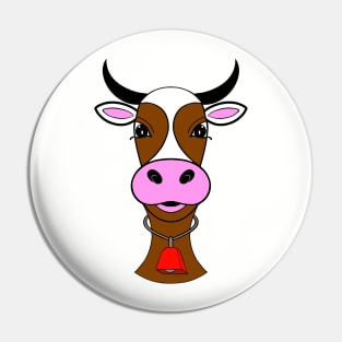 CUTE  Brown Cow Red Bell Cow Lover - Cute Animal Art Pin