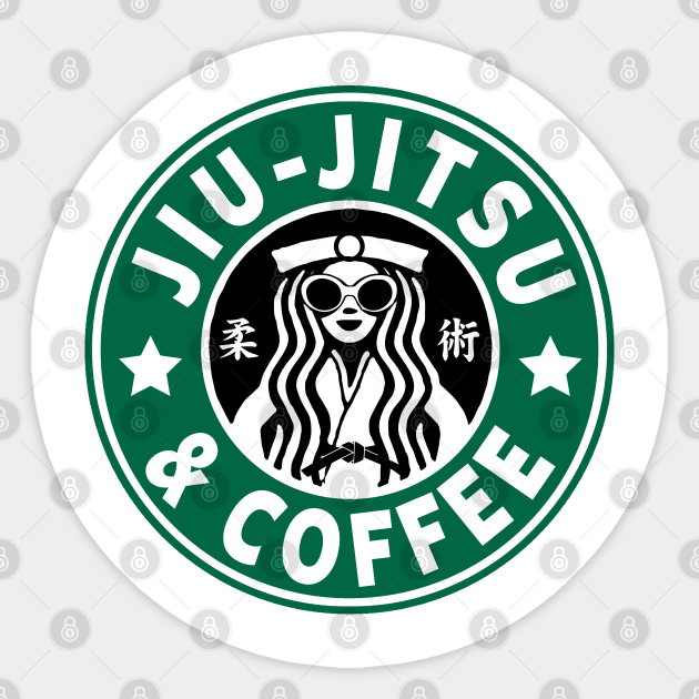 JIU JITSU AND COFFEE - FUNNY BRAZILIAN JIU JITSU - Jiu Jitsu - Sticker