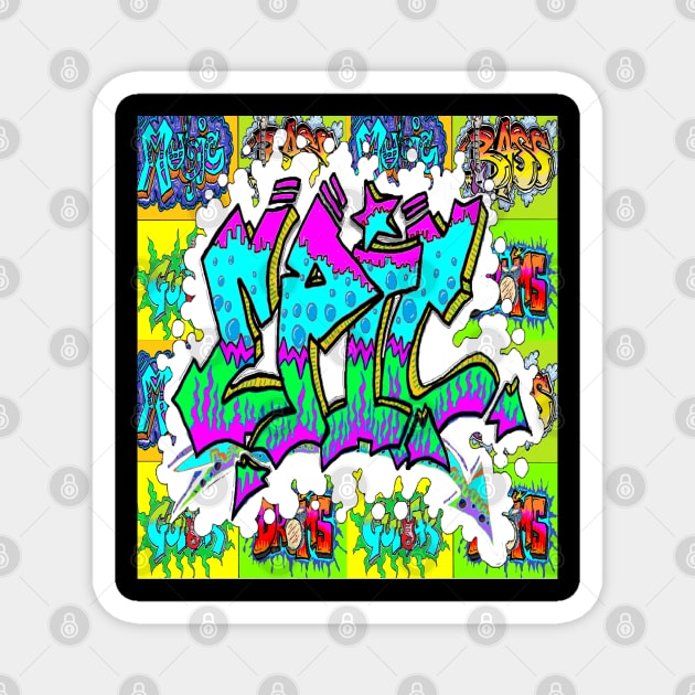 Music Graffiti retro Art 9 Magnet by LowEndGraphics