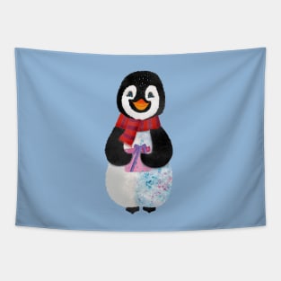 Penguin with present Tapestry