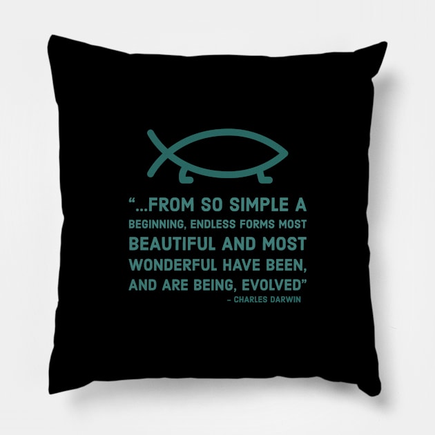 From so simple a beginning - Darwin quote Pillow by Room Thirty Four