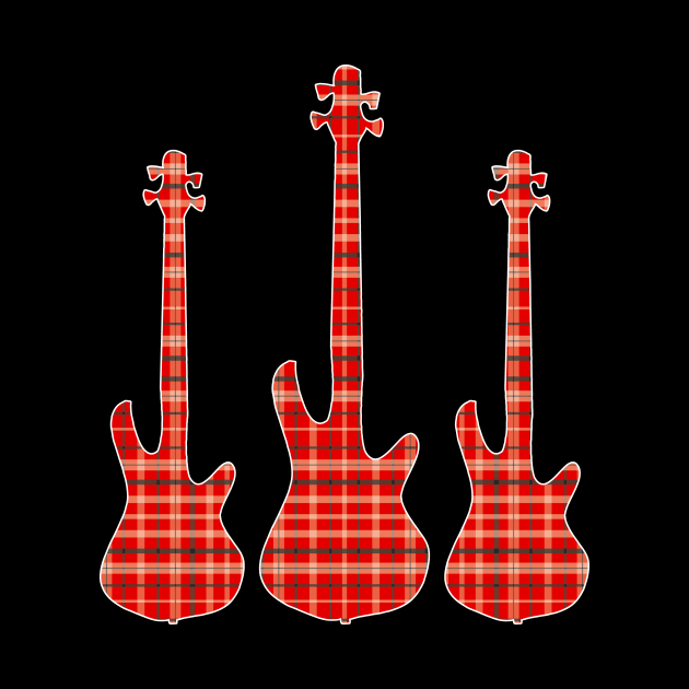 Red Black Plaid Matching Christmas Pattern Bass Player by jodotodesign