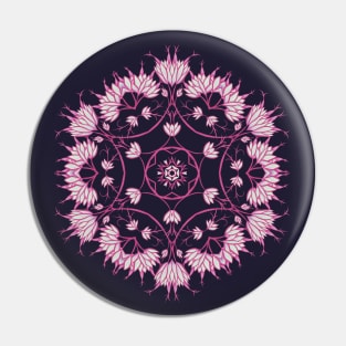 Elegant Floral Mandala Pink Flowers Pin