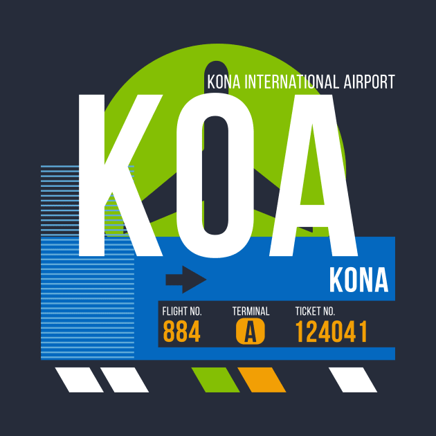 Kona (KOA) Hawaii Airport // Retro Sunset Baggage Tag by Now Boarding