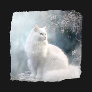 White Persian Cat in Winter 01 T-Shirt