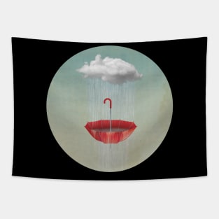 Saving the Rain - Red Umbrella Tapestry